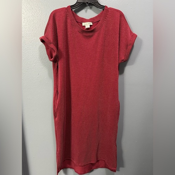 Sweet Adelyn Rose Ribbed Dress with Pockets -comfortable fit with slits in sides - Picture 7 of 11